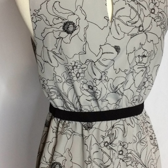Ann Taylor Loft Gray & Black Floral A-Line Dress - Picture 2 of 8